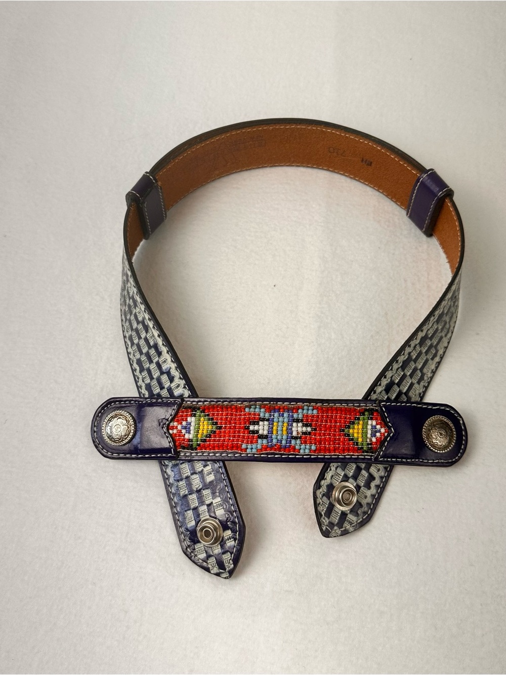 Beaded Southwestern Accent Belt in Navy and Red - Picture 6 of 10